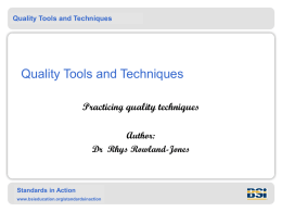 Quality Tools and Techniques
