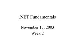.NET Fundamentals - Pondview Software