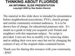 Thinking About Fluoride