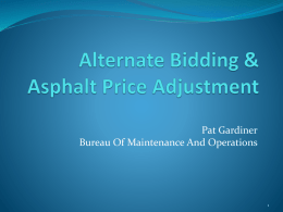 Alternate Bidding & Asphalt Price Adjustment