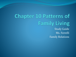 Chapter 10 Patterns of Family Living