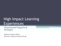 High Impact Learning Experiences