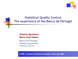 Statstical Quality Control The experience of the Banco de