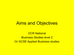 Aims and Objectives - Sidney Stringer Academy