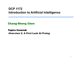 DCP 1172: Introduction to Artificial Intelligence