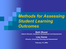 Methods for Assessing Student Learning Outcomes