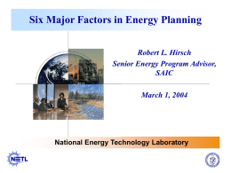 Six Major Factors in Energy Planing