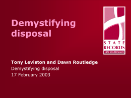 Demystifying disposal - State Records Authority of New