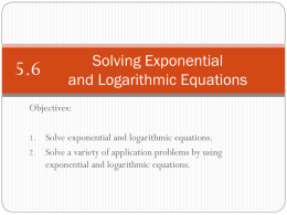 Solving Exponential and Logarithmic Equations