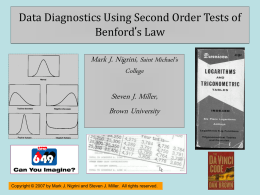 Data Diagnostics Second Order Benford