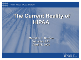 HIPAA Privacy Training Presentation by Meredith Borden of