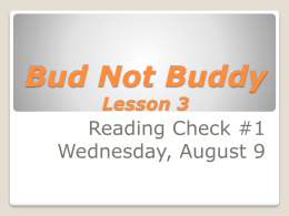Bud Not Buddy Lesson 3 - Monroe County Schools