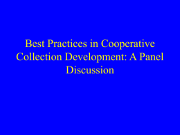 Best Practices in Cooperative Collection Management: A