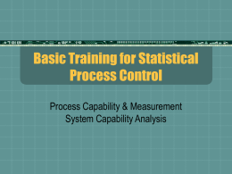 Process Capability Analysis - Links to dept and Project
