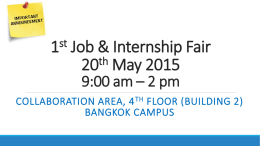 1st Job & Internship Fair 20th May 2015 10:00 am &ndash; 2 pm