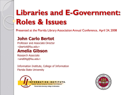 Libraries and E-Government: Roles, Issues, & Strategies