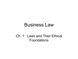 Business Law Ch 1 Notes - Sheffield