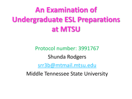 An Examination of Undergraduate ESL Preparations at MTSU