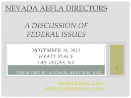 Nevada AEFLA Directors A Discussion of Federal Issues