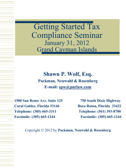 Getting Started Tax Compliance Seminar January 31, 2012