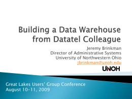 Building a Data Warehouse from Colleague
