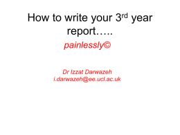 How to write your 3rd year report…..