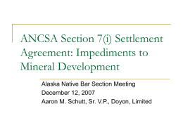 ANCSA Section 7(i) Settlement Agreement