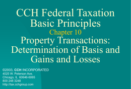 Property Transactions: Determination of Basis and Gains
