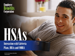 HSAs – Interaction with Cafeteria Plans, HRAs and COBRA