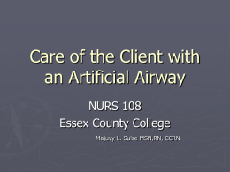 Care of the Client with an Artificial Airway