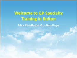 The ST3 year - Bolton GP Training