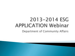 2013-2014 ESG APPLICATION Webinar