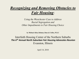 Recognizing and Removing Obstacles to Fair Housing