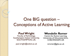 One BIG question – Conceptions of Active Learning
