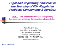 Legal and Regulatory Concerns in the Sourcing of FDA