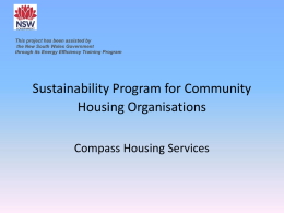 Sustainability Program for Community Housing Organisations