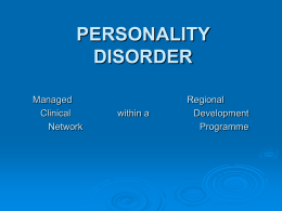 PERSONALITY DISORDER - Scottish Personality Disorder