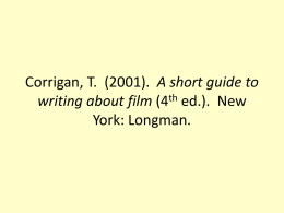 Corrigan, T. (2001). A short guide to writing about film