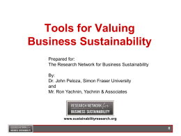 Tools for Valuing Business Sustainability