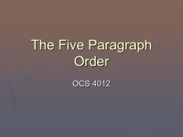 The Five Paragraph Order
