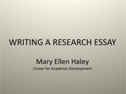 WRITING A RESEARCH ESSAY