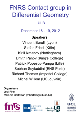 Contact group in Differential Geometry ULB December 18