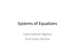 Systems of Equations - Pascack Valley Regional High School