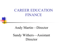 Division of Career Education Perkins Finance Presentation