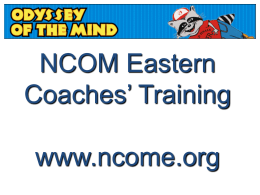 'Unofficial' Odyssey of the Mind Coaches Training - NCOM