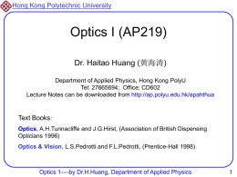 Optics I - Department of Applied Physics