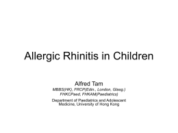 Allergic Rhinitis in Children - Asia Pacific Association