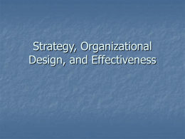 Strategy, Organizational Design, and Effectiveness