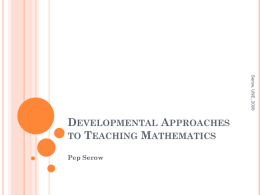 Devlopmental Approaches to Teaching Mathematics