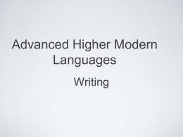 Advanced Higher Modern Languages - SCHOLAR